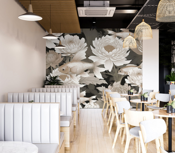 Mural - Dance of Golden Fish (Per Sqm) Mural - Dance of Golden Fish (Per Sqm)