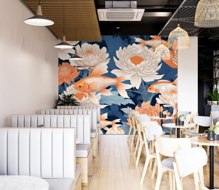 Mural - Dance of Golden Fish 2 (Per Sqm) Mural - Dance of Golden Fish 2 (Per Sqm)