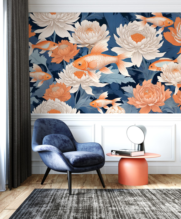 Mural - Dance of Golden Fish 2 (Per Sqm) Mural - Dance of Golden Fish 2 (Per Sqm)