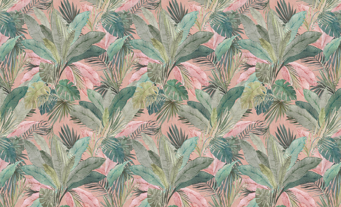 Mural - Bali Palm Leaves Pink (Per Sqm)