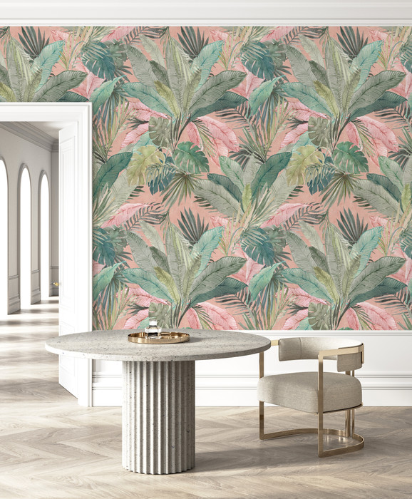 Mural - Bali Palm Leaves Pink (Per Sqm)