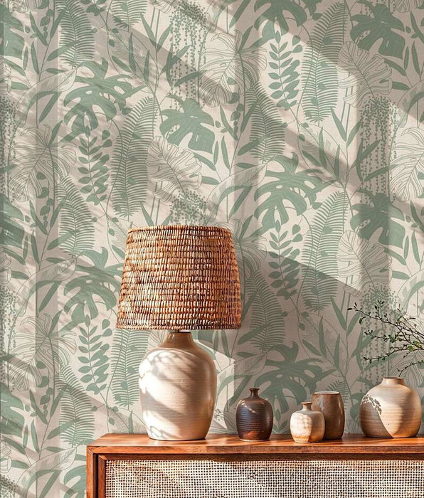 Linen Tropica - Grey / Aqua