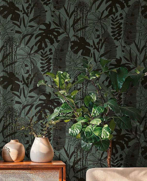 Linen Tropica - Black / Teal