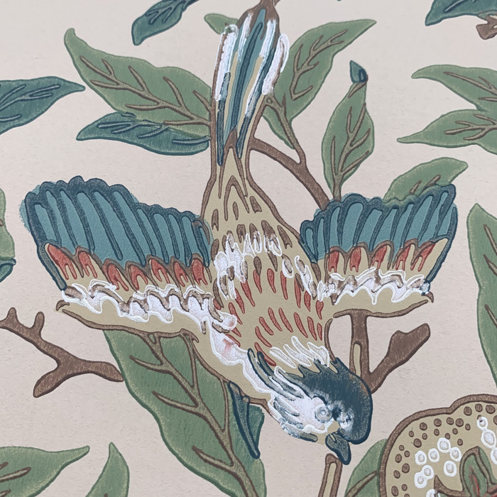 Bird & Pomegranate - Bayleaf / Cream (1 Roll Avail.)