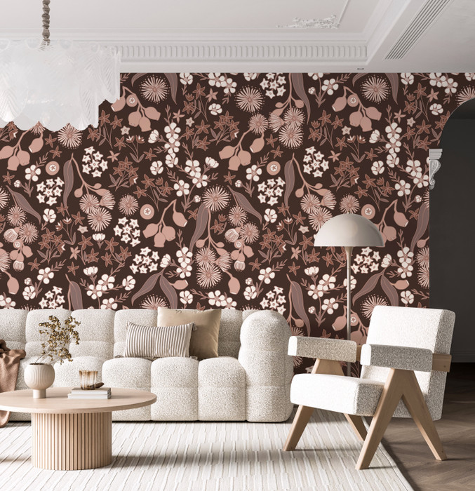 Mural - Terra Floral Burgundy (Per Sqm)