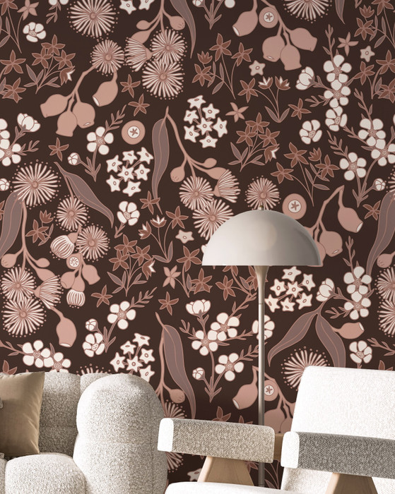 Mural - Terra Floral Burgundy (Per Sqm)