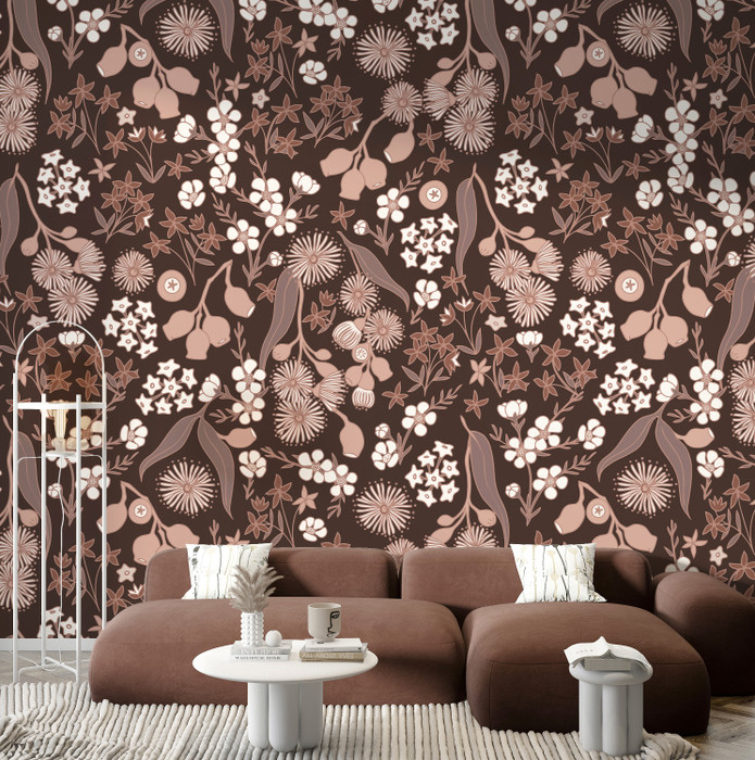 Mural - Terra Floral Burgundy (Per Sqm)