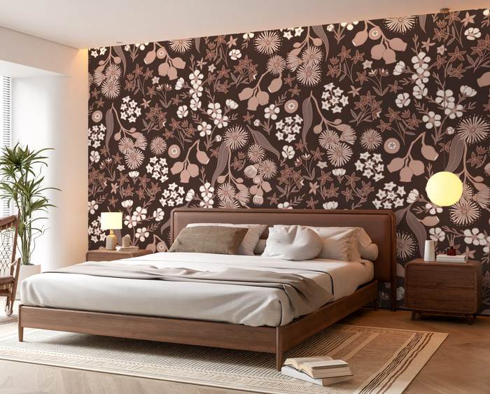 Mural - Terra Floral Burgundy (Per Sqm)