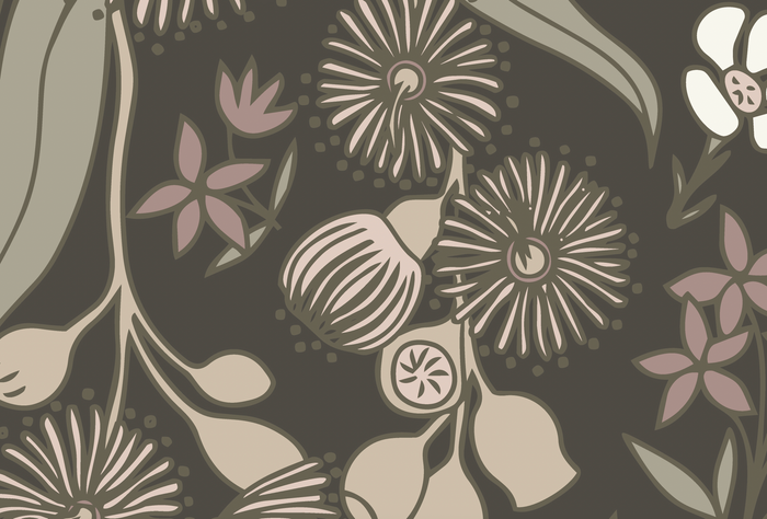 Mural - Terra Floral Charcoal (Per Sqm)