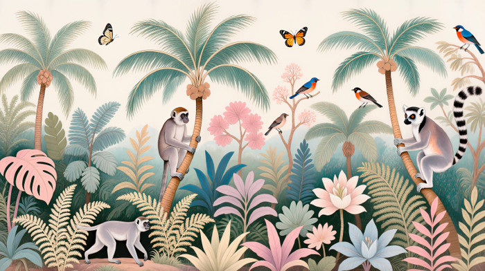 Mural - A Walk With Lemurs 2 (Per Sqm)