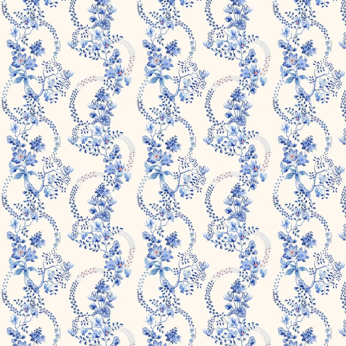 Road Floral - Blue / White