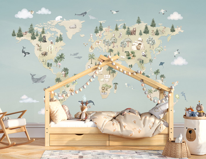 Mural - Animal Atlas Blue (Per Sqm)