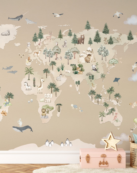 Mural - Animal Atlas Brown (Per Sqm)