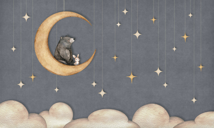 Mural - Bear on The Moon Slate (Per Sqm)