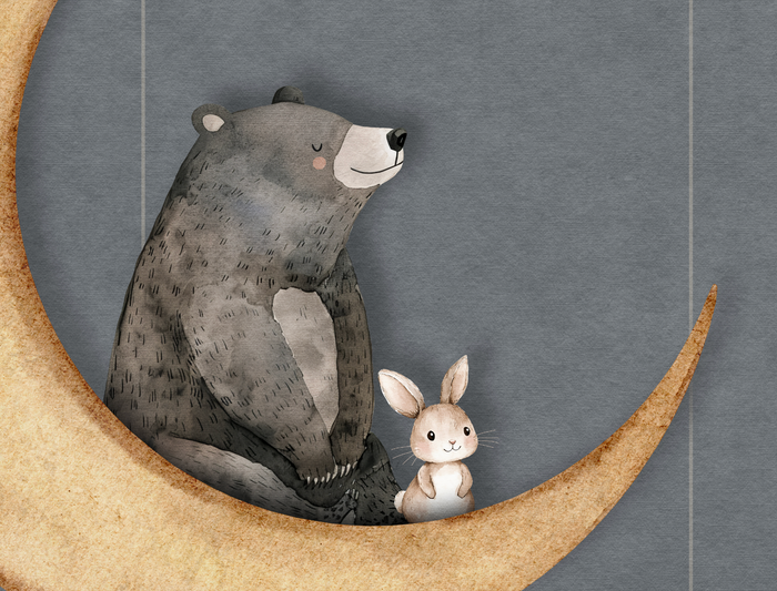 Mural - Bear on The Moon Slate (Per Sqm)
