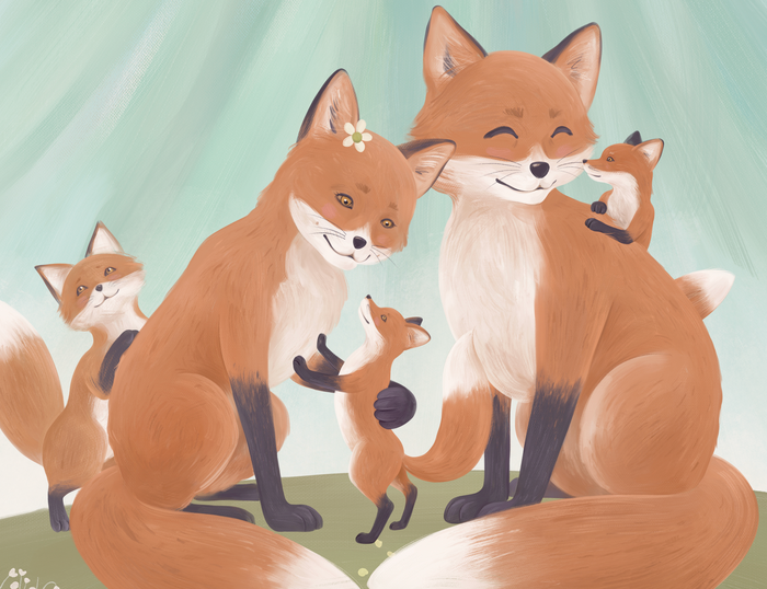 Mural - Fox Family (Per Sqm)