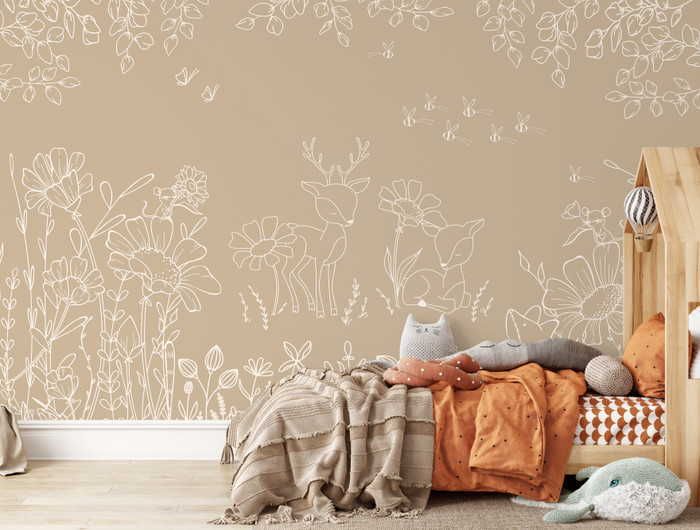 Mural - Deer Doodle Brown (Per Sqm)