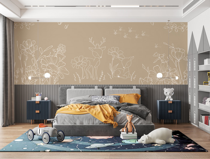 Mural - Deer Doodle Brown (Per Sqm)