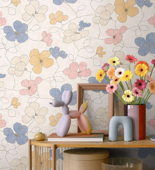 Wild Flower - Cream / Blue