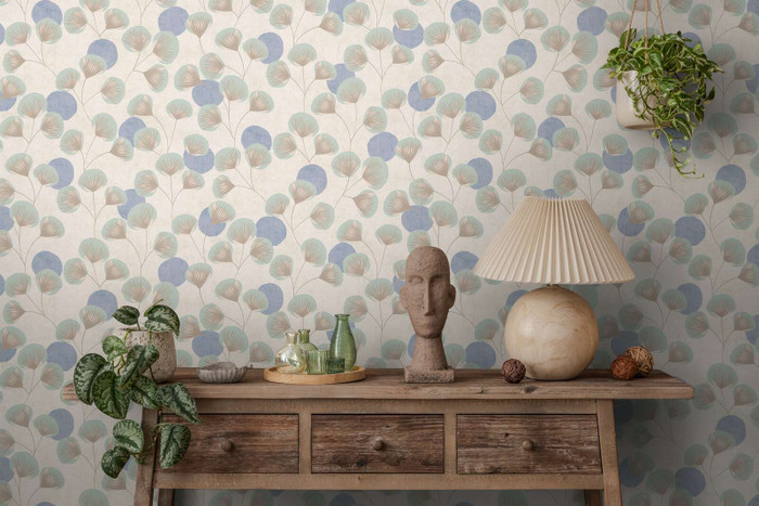 Zephyr Ginkgo - Blue / Cream