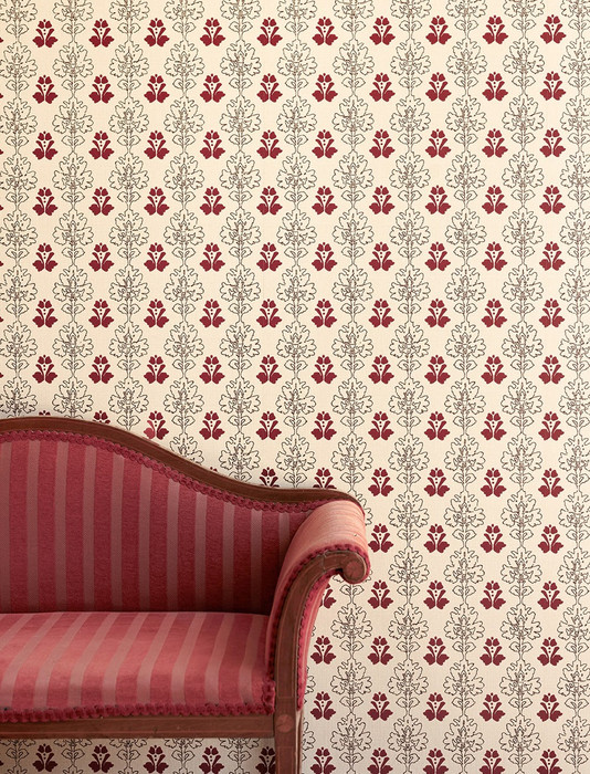 Floral Block - Chocolate / Red