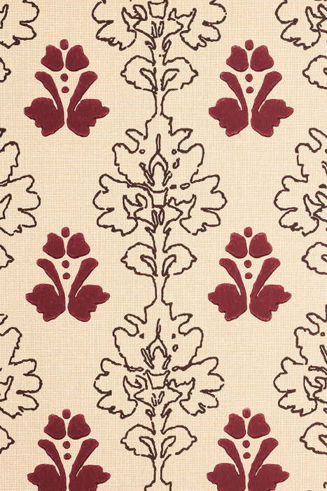 Floral Block - Chocolate / Red