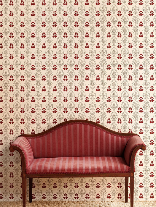 Floral Block - Chocolate / Red