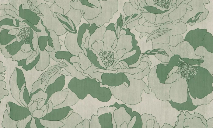 Mural - Peonies Garden Green (Per Sqm)