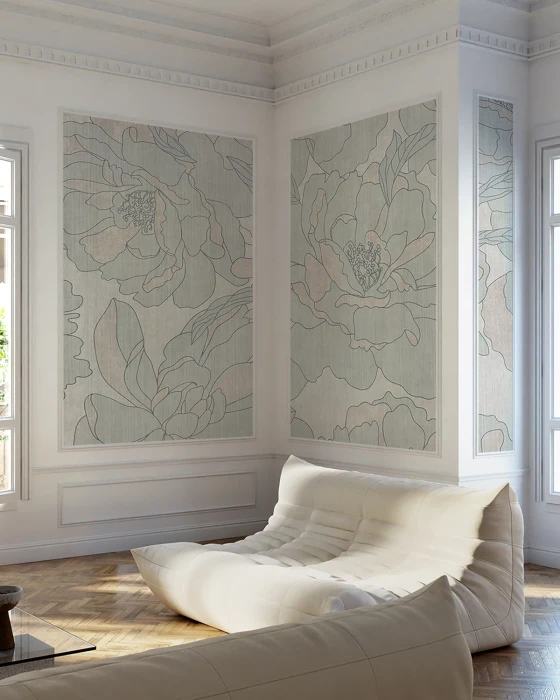 Mural - Peonies Garden Beige Pistachio (Per Sqm)