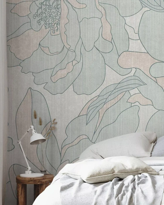 Mural - Peonies Garden Beige Pistachio (Per Sqm)