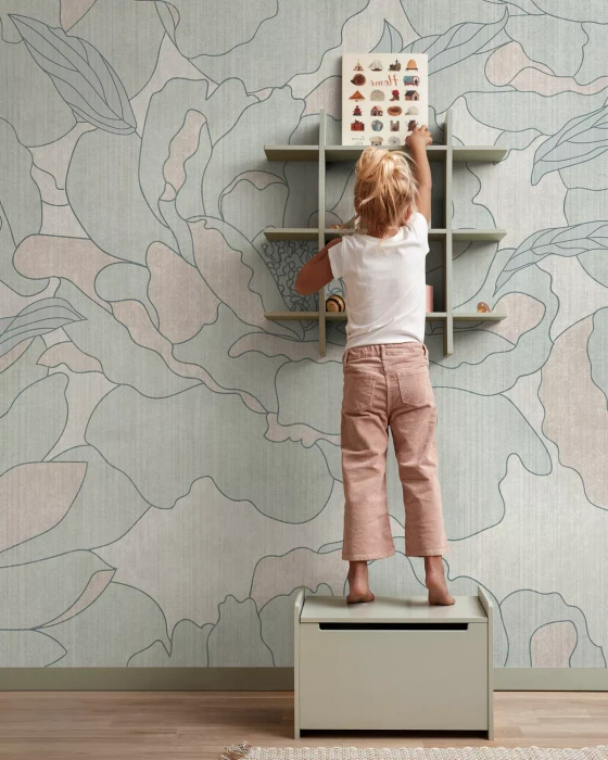 Mural - Peonies Garden Beige Pistachio (Per Sqm)