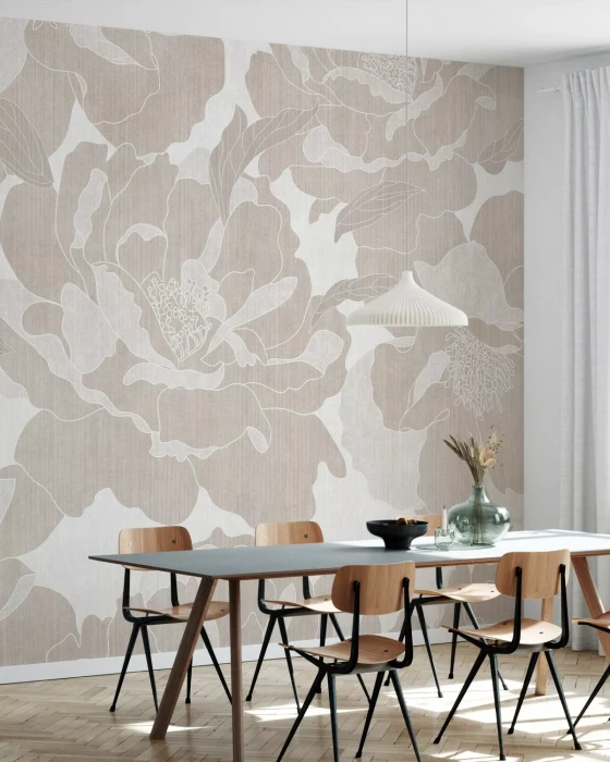 Mural - Peonies Garden Beige (Per Sqm)
