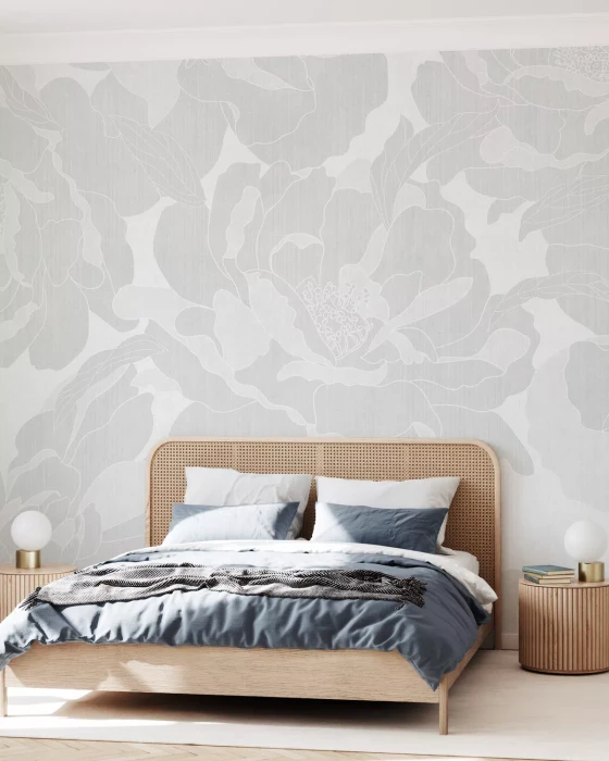 Mural - Peonies Garden Silvery (Per Sqm)