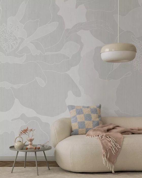 Mural - Peonies Garden Silvery (Per Sqm)