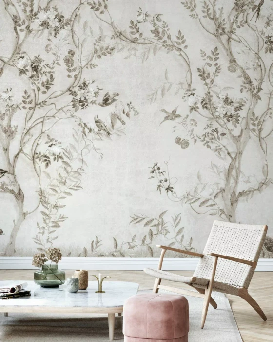 Mural - Pretty Birds Beige (Per Sqm)