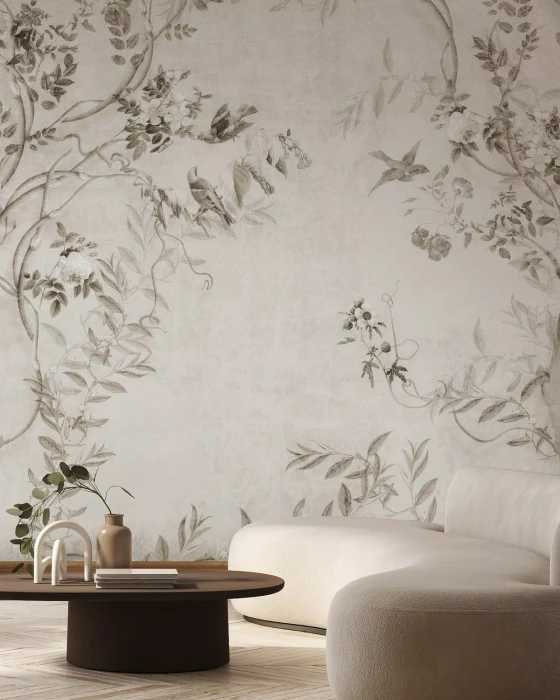 Mural - Pretty Birds Beige (Per Sqm)