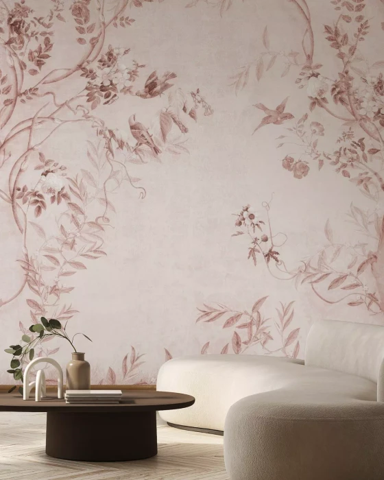 Mural - Pretty Birds Pink (Per Sqm)