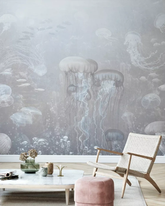 Mural - Jellyfish Garden Sepia (Per Sqm)