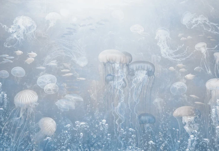 Mural - Jellyfish Garden Blue (Per Sqm)