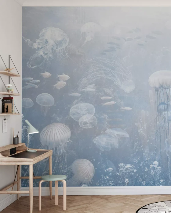 Mural - Jellyfish Garden Blue (Per Sqm)