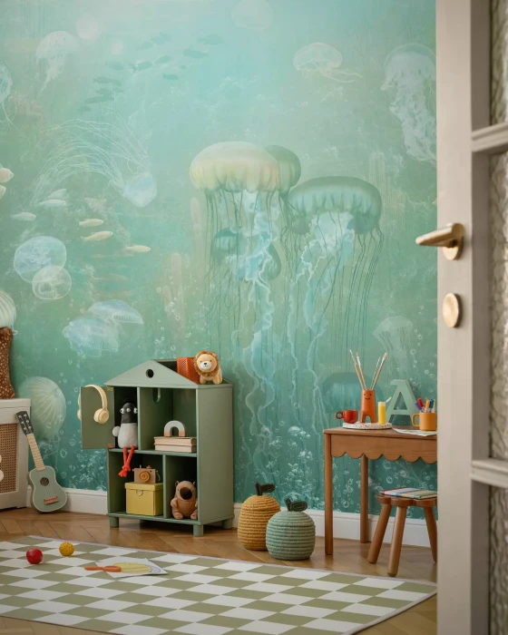 Mural - Jellyfish Garden Green (Per Sqm)