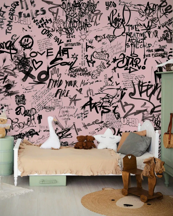 Mural - Street Art Poetry Pink (Per Sqm)