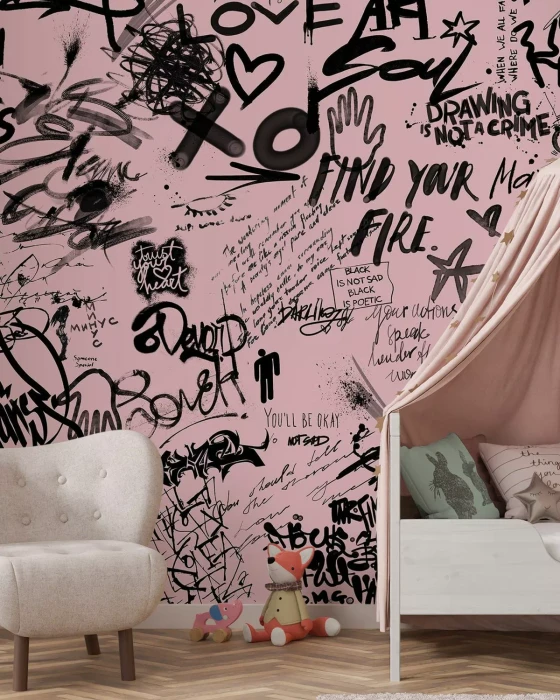 Mural - Street Art Poetry Pink (Per Sqm)