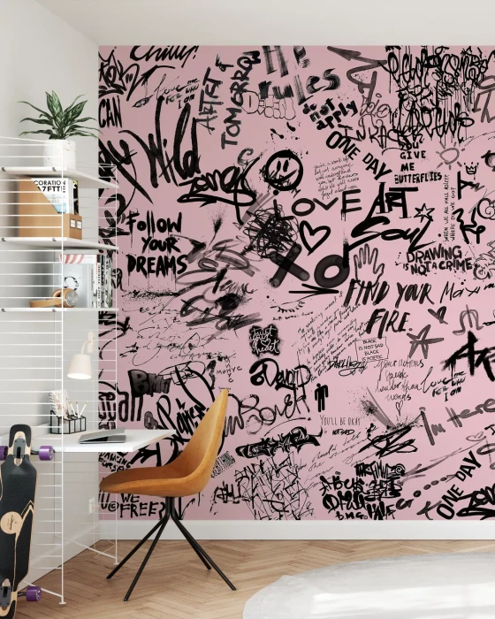 Mural - Street Art Poetry Pink (Per Sqm)