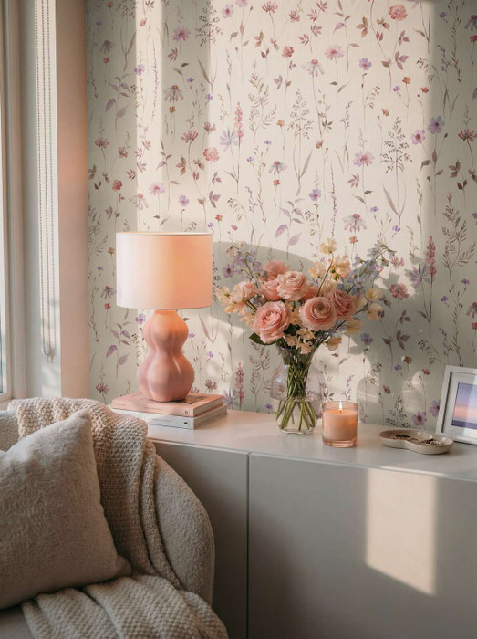 Ethereal Blooms - Cream / Purple