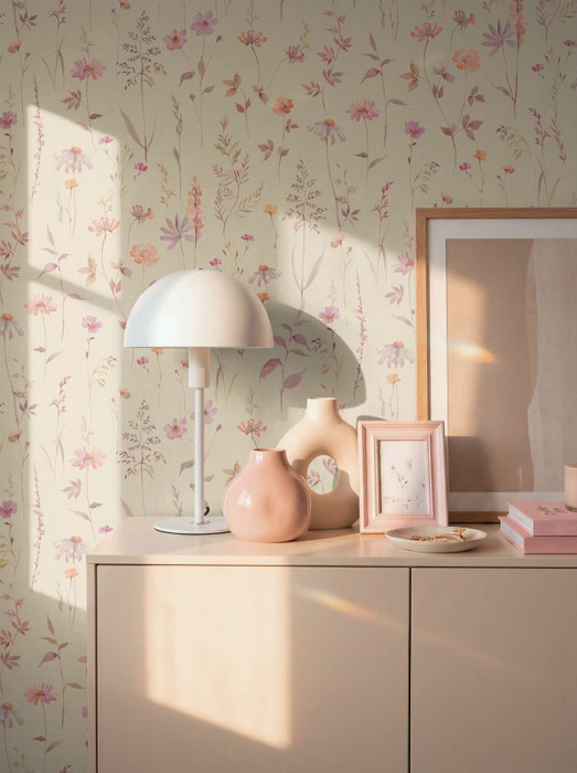 Ethereal Blooms - Beige/ Pink