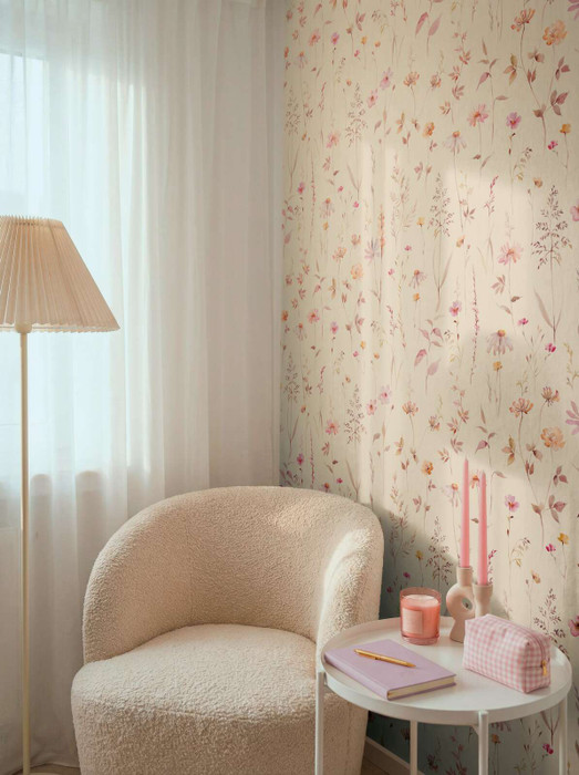 Ethereal Blooms - Beige/ Pink