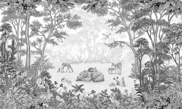 Mural - Sleepy Bear Black (Per Sqm)