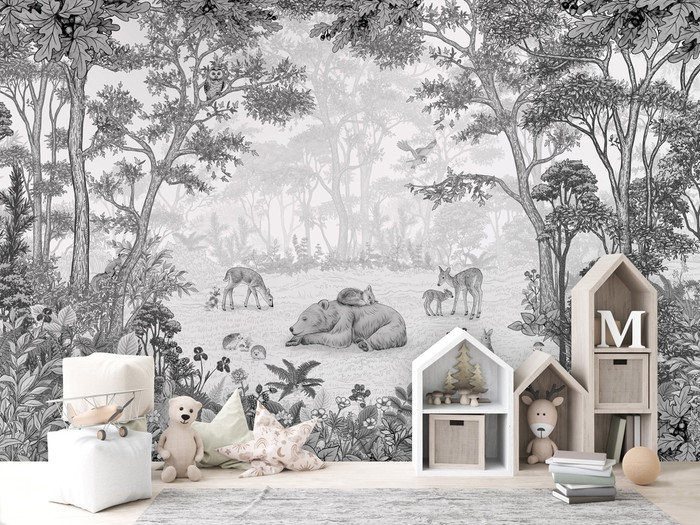 Mural - Sleepy Bear Black (Per Sqm)