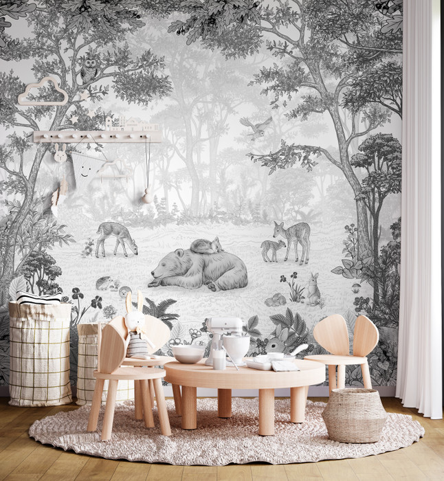 Mural - Sleepy Bear Black (Per Sqm)